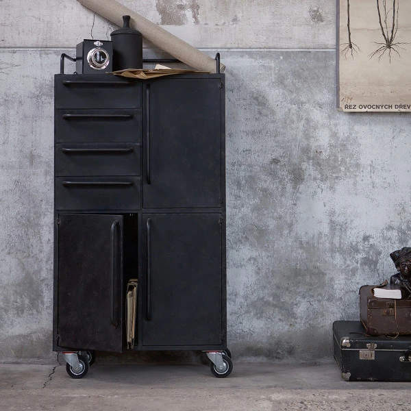 BePureHome Zwarte Kast Op Wielen - Afbeelding 2