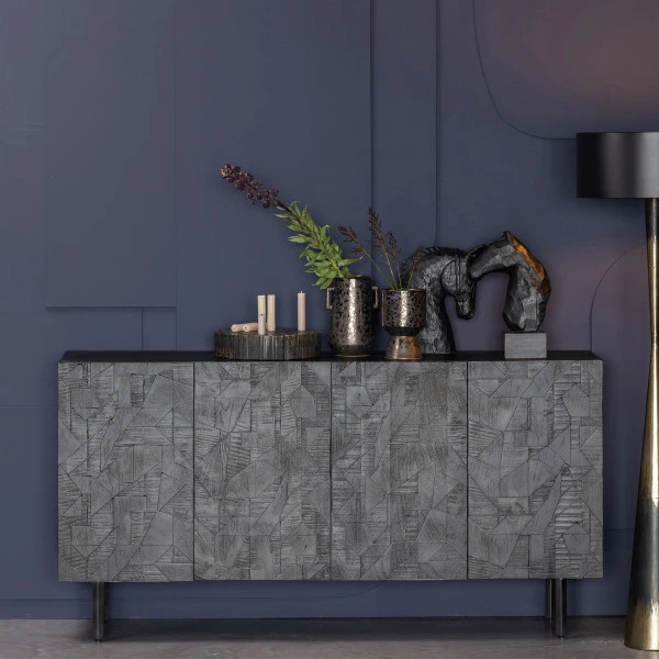 BePureHome Zwart Dressoir Houtsnijwerk - Afbeelding 8