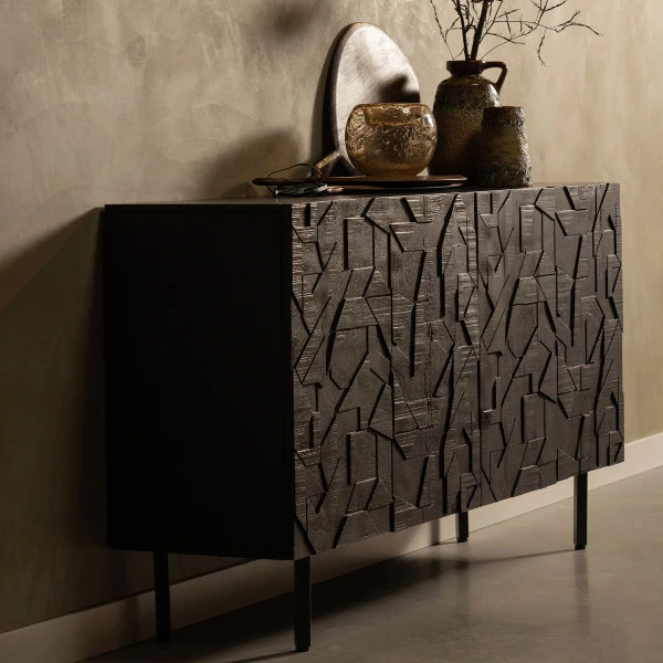 BePureHome Zwart Dressoir Houtsnijwerk - Afbeelding 9