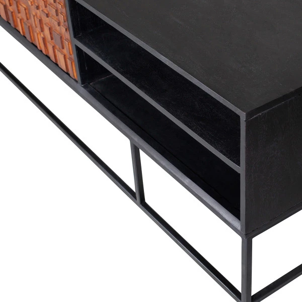 BePureHome Tv-meubel Zwart Met Walnoot - Afbeelding 9