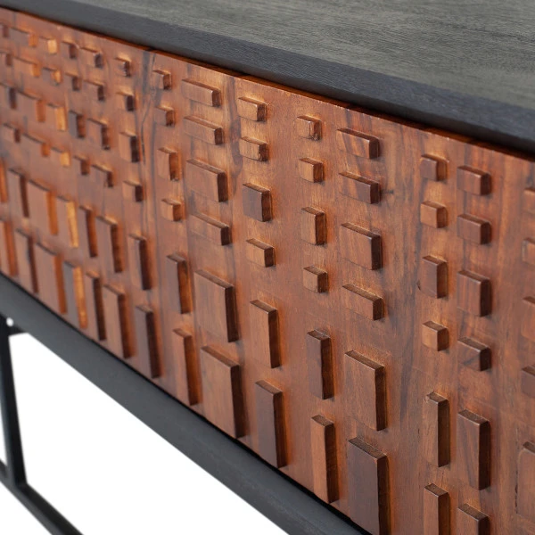 BePureHome Tv-meubel Zwart Met Walnoot - Afbeelding 8