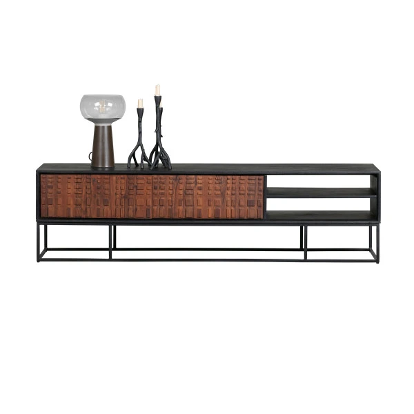 BePureHome Tv-meubel Zwart Met Walnoot - Afbeelding 7