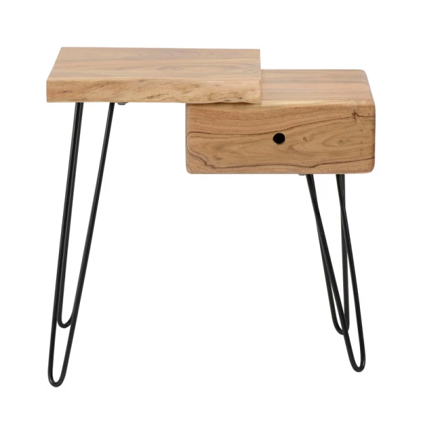 Boomstam Nachtkastje Met Lade Rechts - Afbeelding 2