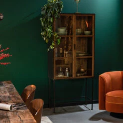 Houten Vitrinekast Industrieel