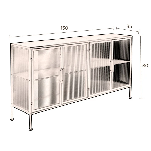 Ribbelglas Dressoir - Afbeelding 7
