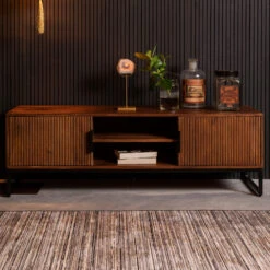 Mangohout Tv-meubel Met Ribbels