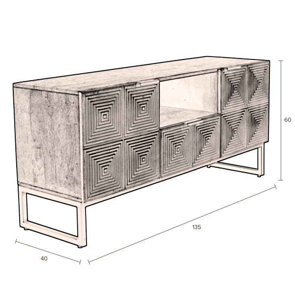 Tv-meubel Mangohout Goud - Afbeelding 10