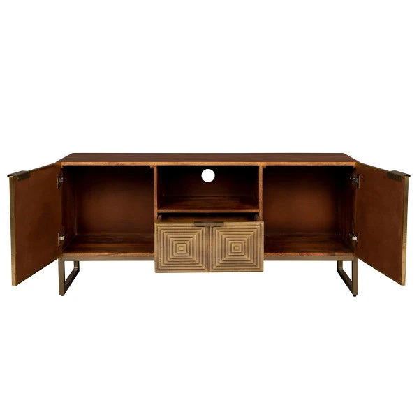 Tv-meubel Mangohout Goud - Afbeelding 3