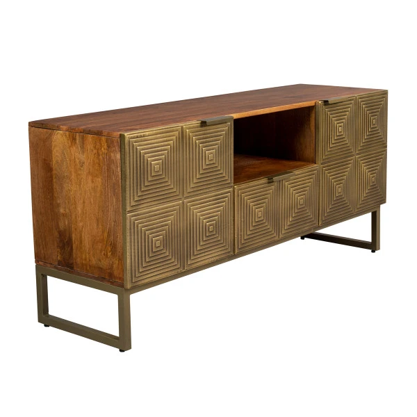 Tv-meubel Mangohout Goud - Afbeelding 4