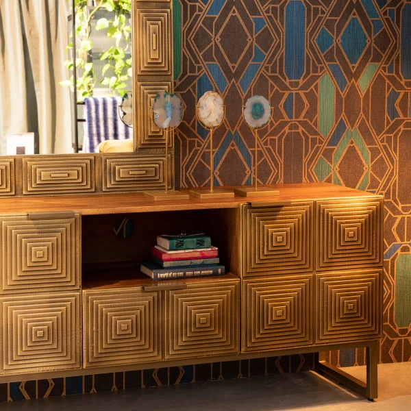 Tv-meubel Mangohout Goud - Afbeelding 5