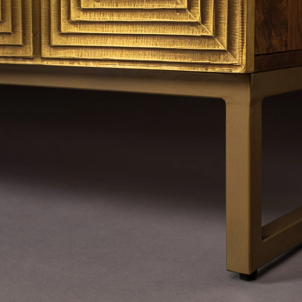 Tv-meubel Mangohout Goud - Afbeelding 9