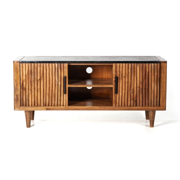 Retro Tv-meubel Mangohout Marmer 125 Cm