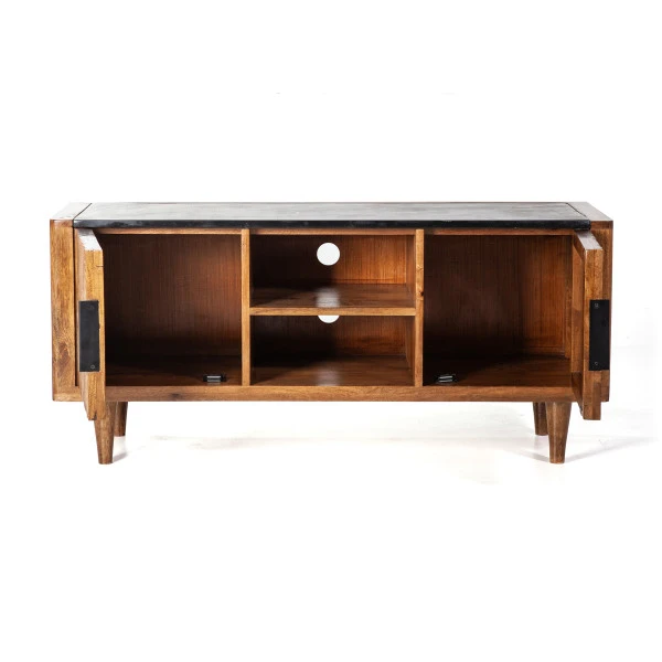 Retro Tv-meubel Mangohout Marmer 125 Cm - Afbeelding 2