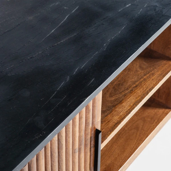 Retro Tv-meubel Mangohout Marmer 125 Cm - Afbeelding 3