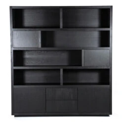 Vakkenkast Zwart Eiken 200 Cm