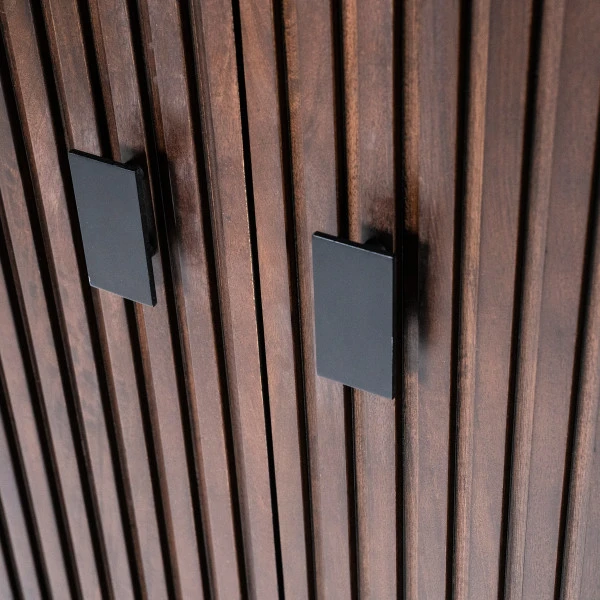 Donkerbruine Kast Met Houten Latjes - Afbeelding 4