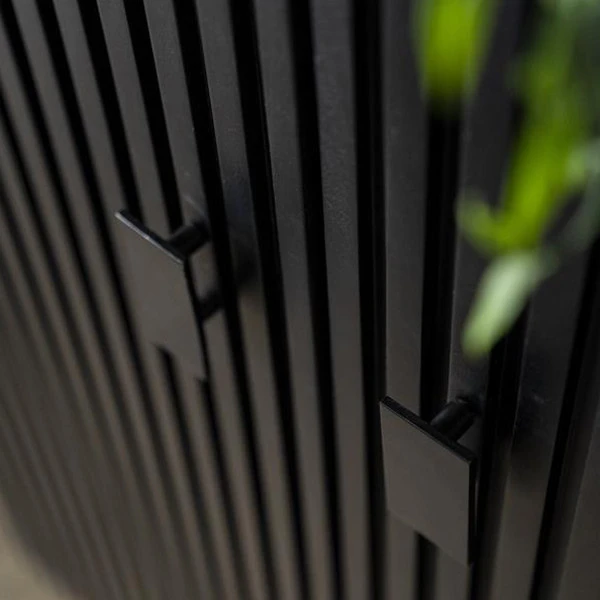 Zwarte Retro Kast Met Houten Latjes - Afbeelding 7