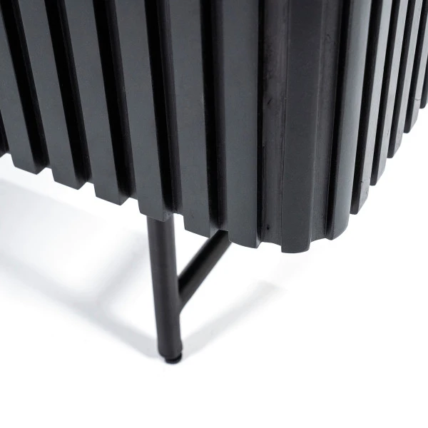 Zwarte Retro Kast Met Houten Latjes - Afbeelding 6