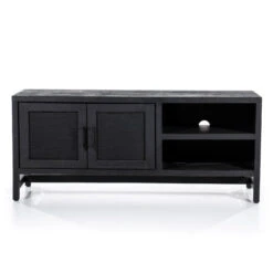 Zwart Tv-meubel Met Rotan Webbing
