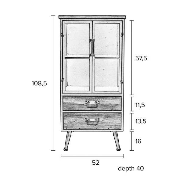 Vitrinekast Staal En Hout - Afbeelding 4