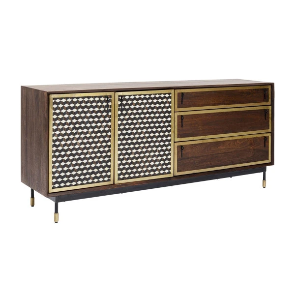 Design Dressoir Messing En Hout - Afbeelding 2