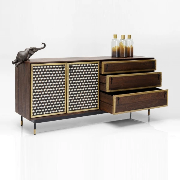 Design Dressoir Messing En Hout - Afbeelding 5