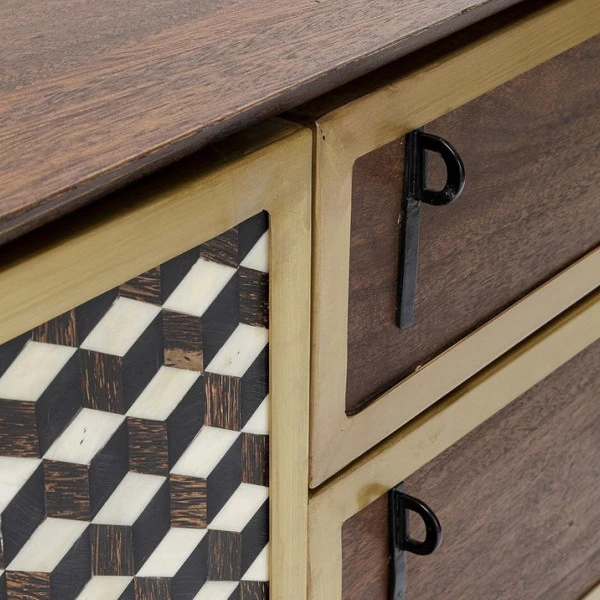 Design Dressoir Messing En Hout - Afbeelding 3