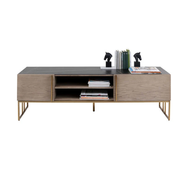 Tv-meubel Marmer, Hout En Koper - Afbeelding 10