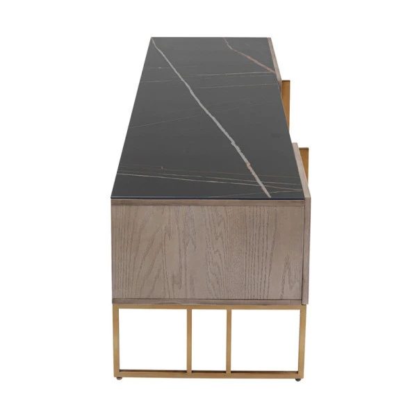 Tv-meubel Marmer, Hout En Koper - Afbeelding 5