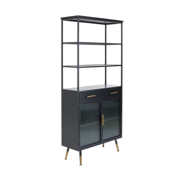 Zwarte Stellingkast Ribbelglas - Afbeelding 3