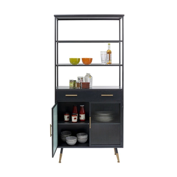 Zwarte Stellingkast Ribbelglas - Afbeelding 5