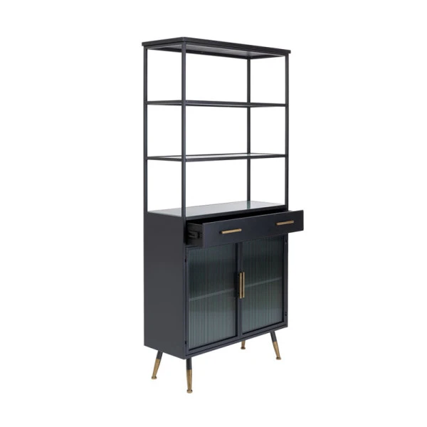 Zwarte Stellingkast Ribbelglas - Afbeelding 4