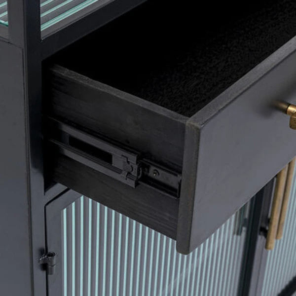 Zwarte Stellingkast Ribbelglas - Afbeelding 9