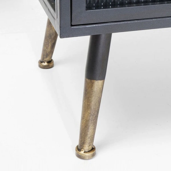 Zwarte Wandkast Met Geribbeld Glas - Afbeelding 10