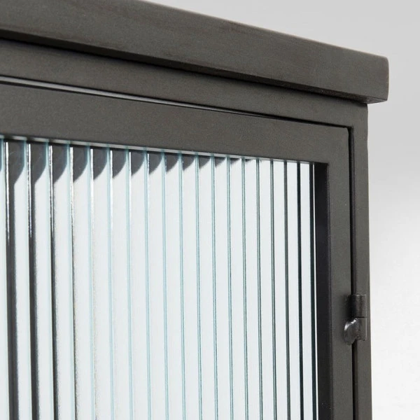 Zwarte Wandkast Met Geribbeld Glas - Afbeelding 9