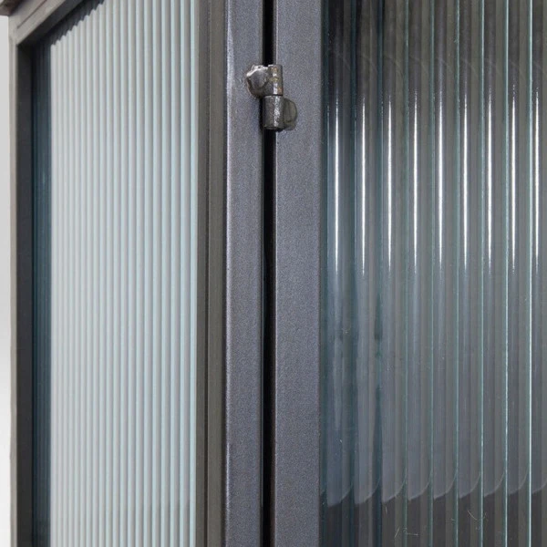 Zwarte Wandkast Met Geribbeld Glas - Afbeelding 8