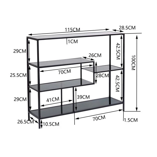 Laag Wandrek Staal Met Glas - Afbeelding 4