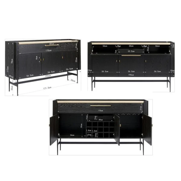 Zwarte Design Wijnkast Dressoir - Afbeelding 10