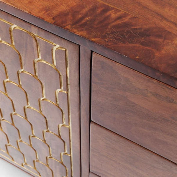 Retro Dressoir Mangohout Goud - Afbeelding 9