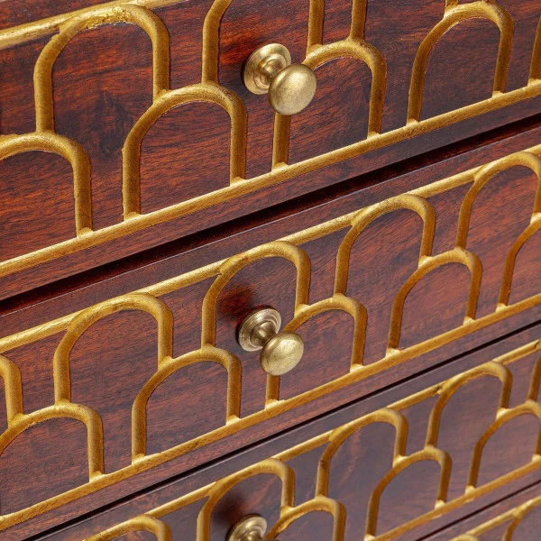 Mangohouten Wandkast Met Goud - Afbeelding 4