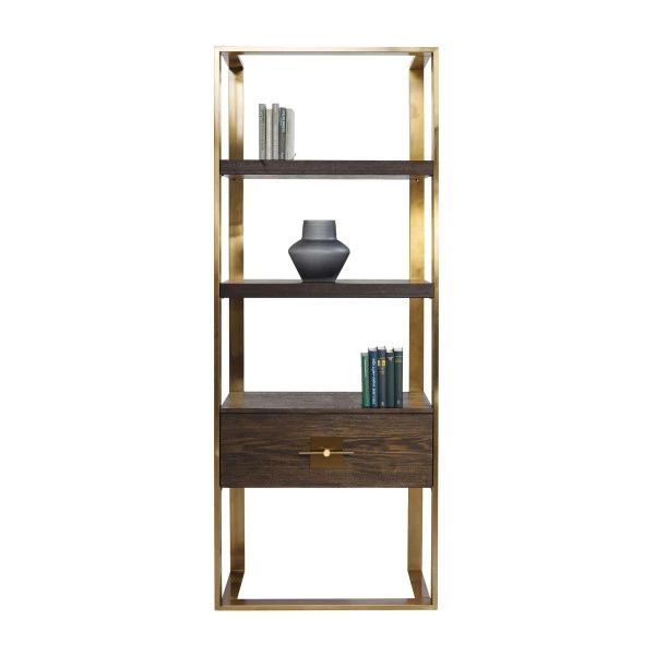 Open Wandkast Messing Met Hout - Afbeelding 7