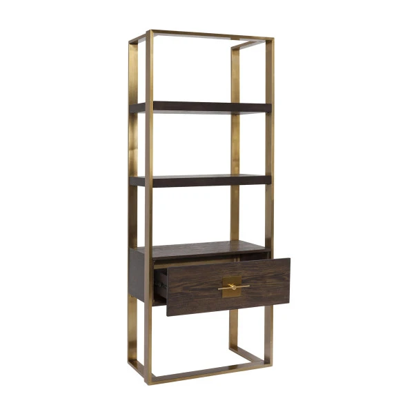 Open Wandkast Messing Met Hout - Afbeelding 6