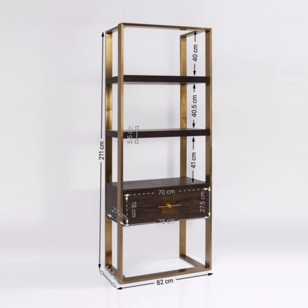 Open Wandkast Messing Met Hout - Afbeelding 11