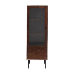 Smalle Vitrinekast Sheeshamhout
