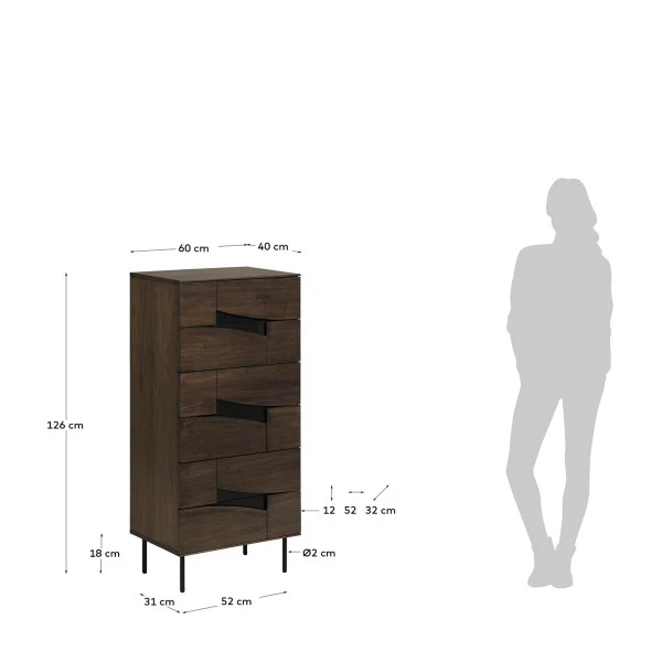 Smalle Ladekast Walnoot - Afbeelding 9