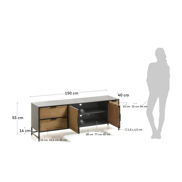 Zwart Tv-meubel Met Webbing - Afbeelding 10