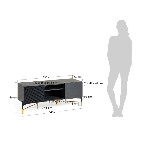 Tv-meubel Zwart Met Goud - Afbeelding 9