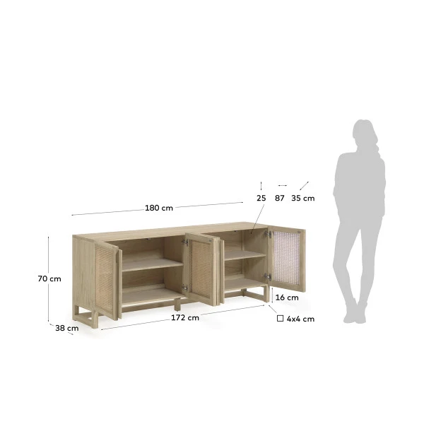 Rotan Webbing Dressoir - Afbeelding 9