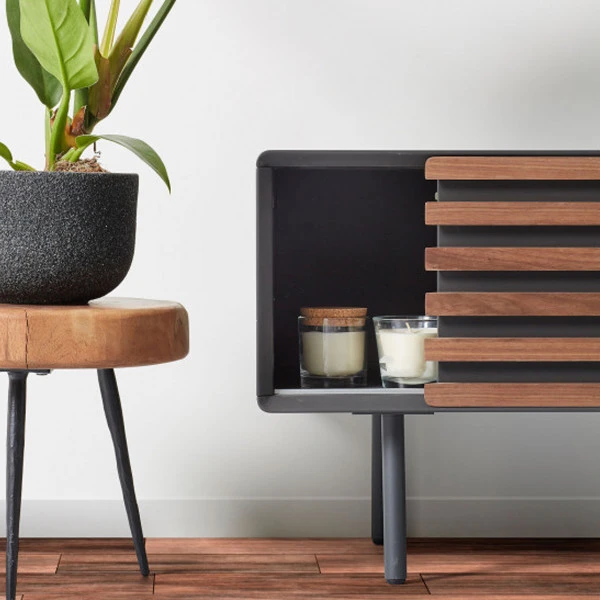 Tv-meubel Mat Grijs Met Walnoot - Afbeelding 5