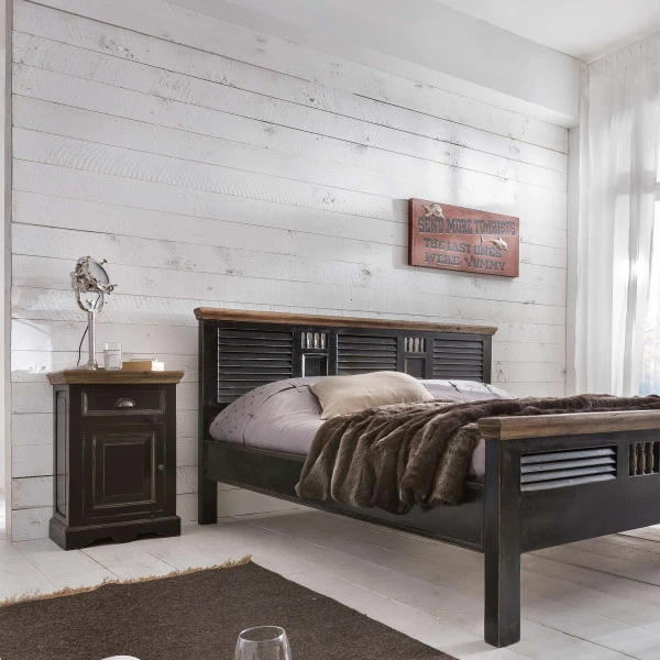 Landelijk Nachtkastje Zwart - Afbeelding 4